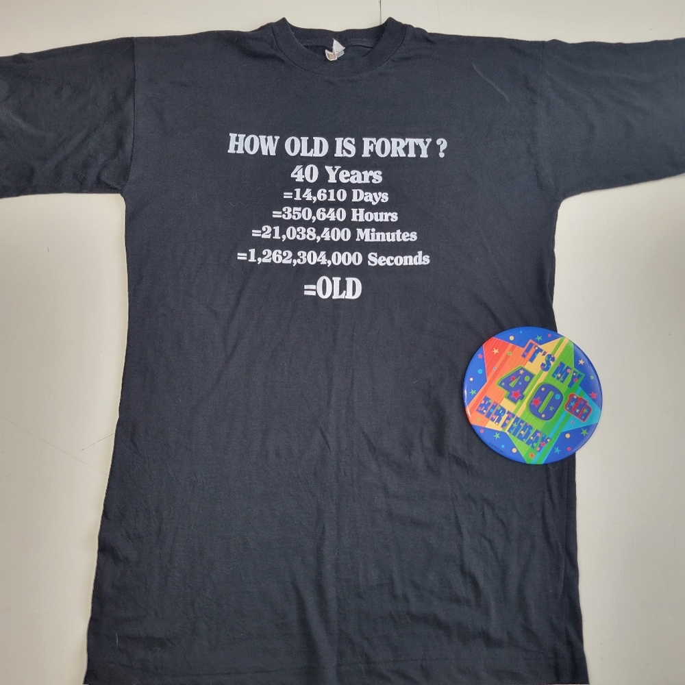 40th Birthday Shirt + Large Pin